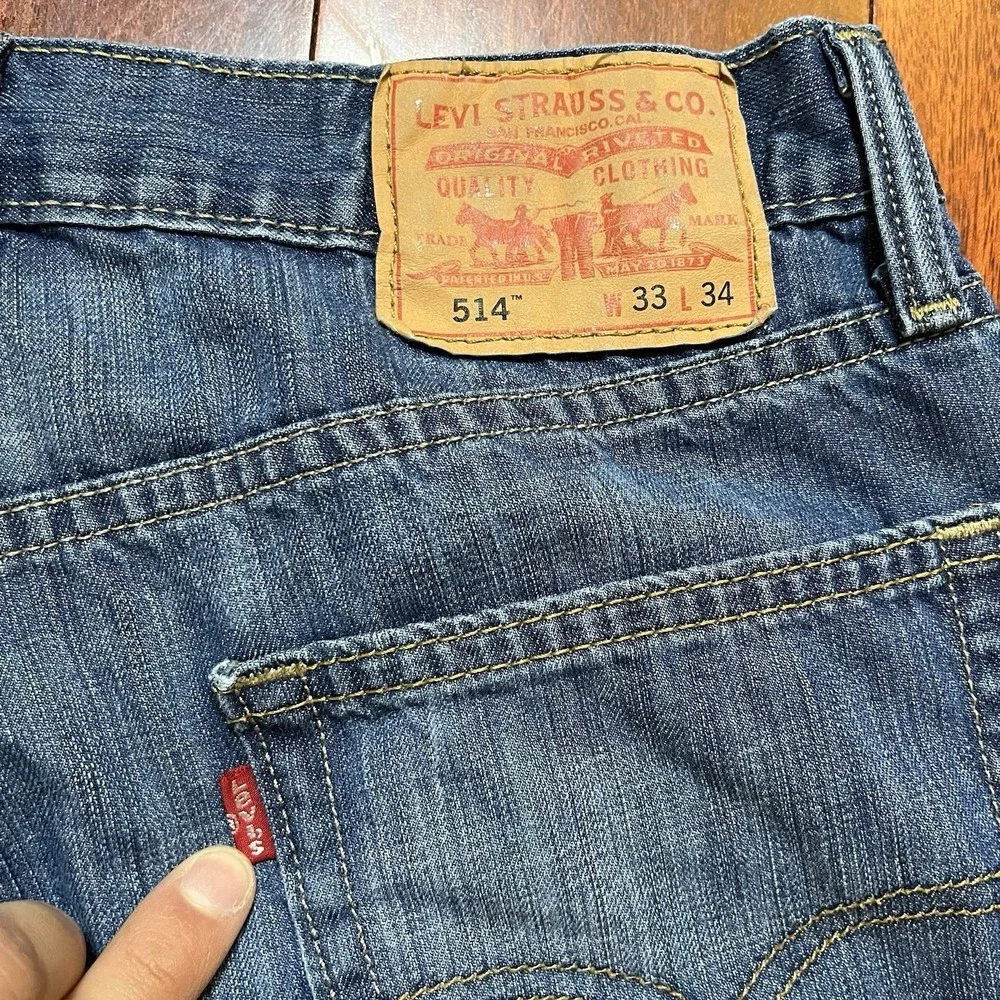 Levi's Jeans Men 33x34 514 Blue Slim Straight Leg Gorpcore Faded Denim Workwear